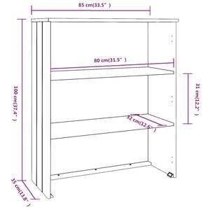 Highboard-Oberteil DE1176 Weiß - Massivholz - 35 x 100 x 85 cm