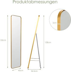 Standspiegel Ganzkörperspiegel Gold - Glas - 33 x 128 x 40 cm