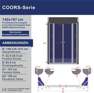 AQUALAVOS Pendeltür mit Duschablagen Breite: 140 cm