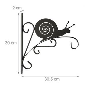 Blumenampelhalterung 2er Set Schnecke Schwarz - Metall - 31 x 30 x 2 cm