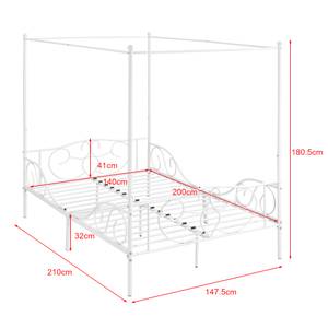 Lit Double Finström à Baldaquin en Métal Blanc - Largeur : 148 cm