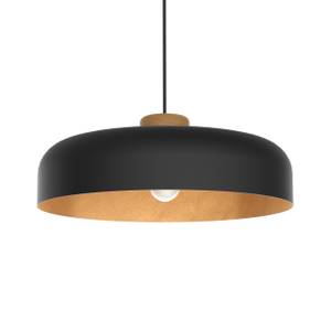 Suspension Bois Noir - Doré - 40 x 11 x 40 cm - Abat-jour diamètre : 50 cm