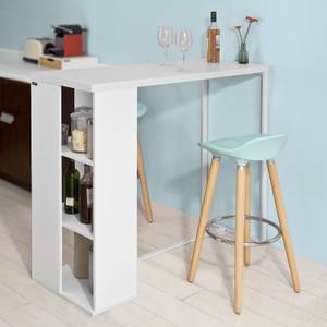 Table Haute Table de Bar FWT39-W Blanc - Bois manufacturé - 120 x 105 x 49 cm