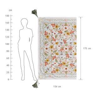 Picknickdecke creme BETWEEN FLOWERS Weiß - Textil - 154 x 1 x 175 cm