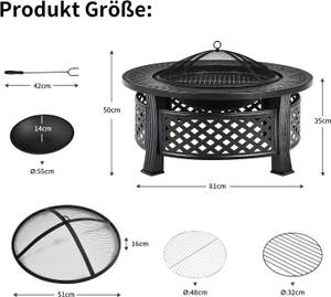 Feuerschale VH32390 Schwarz - Metall - 81 x 50 x 81 cm