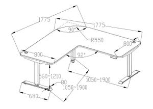 Eck-Schreibtisch D40 Braun - Reinweiß - Rotbraun - Weiß