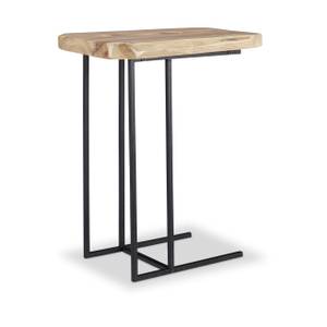 Table d’appoint rustique bois de cèdre Noir - Marron - Bois manufacturé - Métal - 34 x 60 x 50 cm