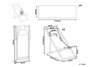 Chaise longue AVELLINO Gris foncé - Gris - Multicolore - Chêne clair - Nombre de pièces dans le lot : 4