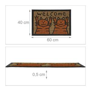 Fußmatte Kokos Katzen Schwarz - Braun - Orange - Naturfaser - Kunststoff - 60 x 1 x 40 cm
