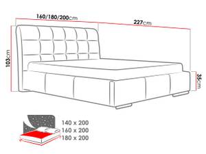 Polsterbett Amber Rot - Breite: 200 cm