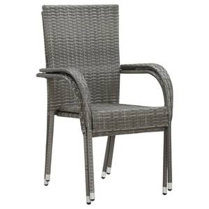 Garten-Essgruppe (3-teilig) 3072477 Grau - Glas - Metall - Polyrattan - 53 x 72 x 110 cm