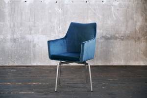 Stuhl CALI Velvet Blau - Textil - 56 x 89 x 61 cm