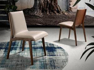 Chaise en simili cuir et bois  noyer Marron - Gris - Cuir synthétique - Textile - 46 x 82 x 59 cm