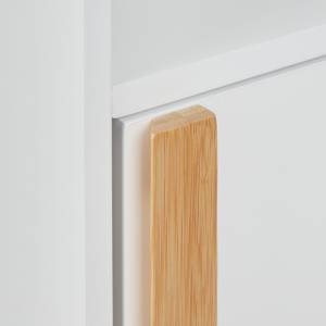 Stehender Toilettenpapierhalter weiß Braun - Weiß - Bambus - Holzwerkstoff - 19 x 76 x 19 cm