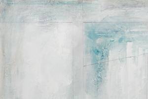 Tableau peint Another Perspective Turquoise - Blanc - Bois massif - Textile - 80 x 80 x 4 cm