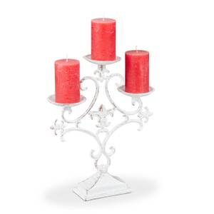 1 x Kerzenständer dreiarmig weiß Weiß - Metall - 23 x 29 x 8 cm