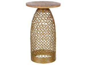 Table d'appoint WAIHI Marron - Doré - Bois massif - 30 x 52 x 30 cm