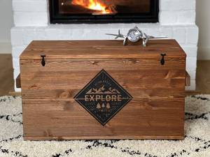 Truhe "Explore" massiv Holz Vintage Braun - Massivholz - Holzart/Dekor - 85 x 46 x 40 cm