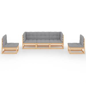 Garten-Lounge-Set (5-teilig) 3009893-2 Grau - Holz