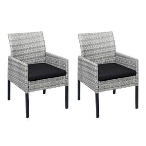 Poly-Rattan Sessel G12 (2er-Set) Grau - Metall - Kunststoff - Polyrattan - 56 x 90 x 58 cm