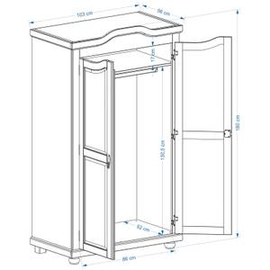 Armoire MÜNCHEN Blanc - Bois massif - Bois/Imitation - 103 x 180 x 56 cm