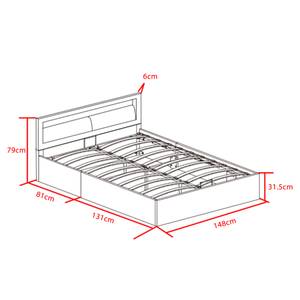 Polsterbett mit LED Theia Ⅰ Ebenholz Dekor - Holz - Weiß