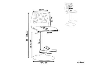 Tabouret de bar PETERSBURG Noir - Chêne foncé - 41 x 36 cm