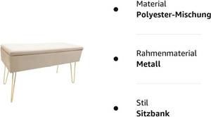 Sitzbank SCARLETT EW-ST-0427C Weiß - Holzwerkstoff - Metall - Textil - 30 x 42 x 75 cm