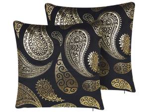 Kissen 2er Set URSINIA Schwarz - Gold - Textil - 45 x 10 x 45 cm