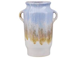 Blumenvase GERRHA Blau - Gold - Weiß - Stein - 14 x 25 x 14 cm