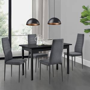 Set Table 4 Chaises Honningsvåg Noir - Métal - 60 x 75 x 120 cm