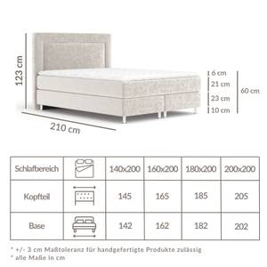 Boxspringbett Laguno Beige - Breite: 180 cm