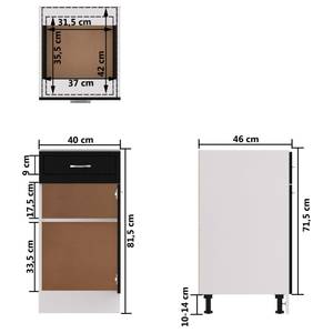 Schubunterschrank 3016496-3 Schwarz - 40 x 82 cm