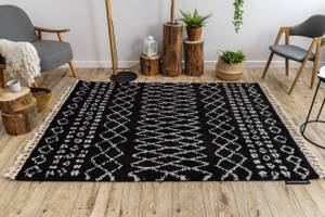 Teppich Berber Ethnic G3802 Schwarz Schwarz - Kunststoff - Textil - 140 x 3 x 190 cm