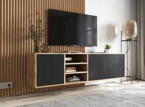 Tv-Lowboard Loft APOLLO Schwarz - Eiche Wotan Dekor