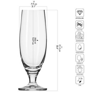Krosno Elite Weiß Biergläser Glas - 8 x 22 x 8 cm