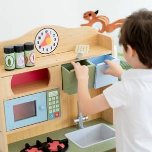 Kinder Holz Spielküche mit Zubehör Braun - Kunststoff - Massivholz - 30 x 91 x 55 cm