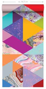 papier peint intissé XXL triangles effet jaune, bleu, rose et vert