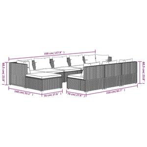 Garten-Lounge-Set (10-teilig) 3013634-11 Anthrazit - Grau