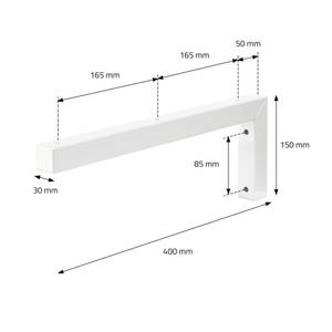 Console murale 2pcs 400x150mm Blanc Blanc - Métal - 3 x 15 x 40 cm