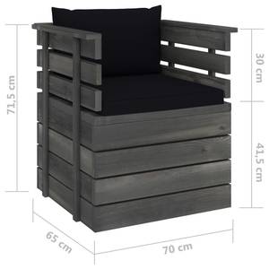 Gartensitzgruppe K5427(7-tlg) Schwarz - Massivholz - 72 x 65 x 70 cm