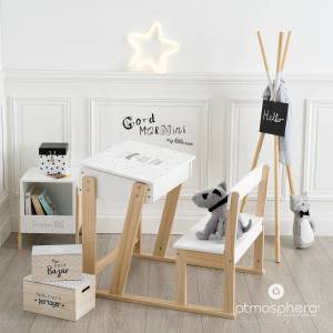 Schreibtisch mit Bank für Kinderzimmer Weiß - Holzwerkstoff - 58 x 64 x 79 cm