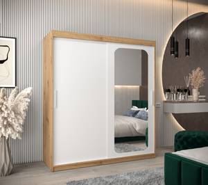 Armoire à portes coulissantes promo t2 Imitation chêne - Blanc - Largeur : 180 cm - 2 porte