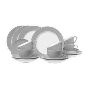 Kaffeeservice Doppio 18er Set Grau - Ton - Porzellan - 1 x 1 x 1 cm