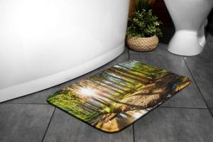 Badteppich Landschaftlicher Wald Braun - Textil - 90 x 60 x 90 cm