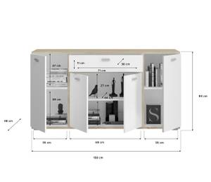 Sideboard Cosmo Weiß - Holz teilmassiv - 159 x 84 x 48 cm