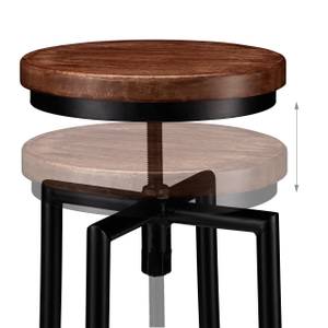 Tabouret de bar industriel Noir - Marron - Bois manufacturé - Métal - 34 x 68 x 34 cm