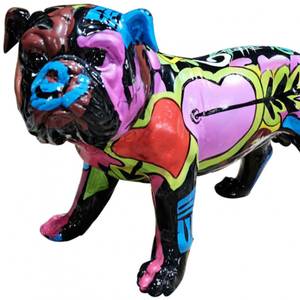 Sculpture Chien résine multicolore Porcelaine - 40 x 26 x 20 cm