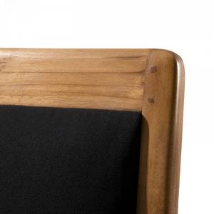 Fauteuil en teck et tissu noir Noir - Bois massif - 63 x 80 x 61 cm