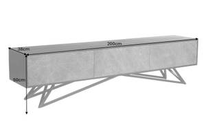 Sideboard MOUNTAIN SOUL Schwarz - Braun - Metall - Massivholz - Stein - Holzart/Dekor - 200 x 50 x 38 cm